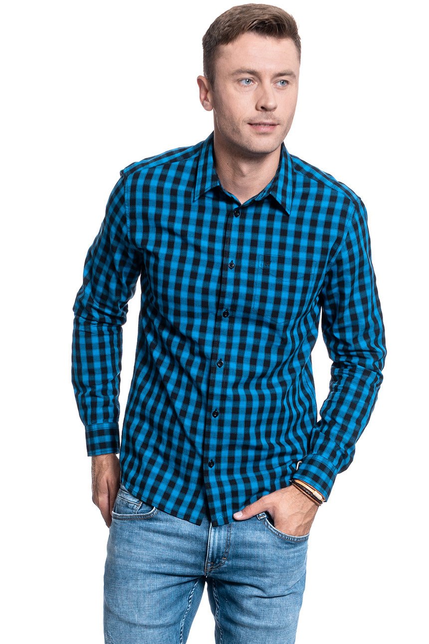 MĘSKA KOSZULA WRANGLER LS 1 PKT SHIRT DIRECTOIRE BLUE W5A14MXKL