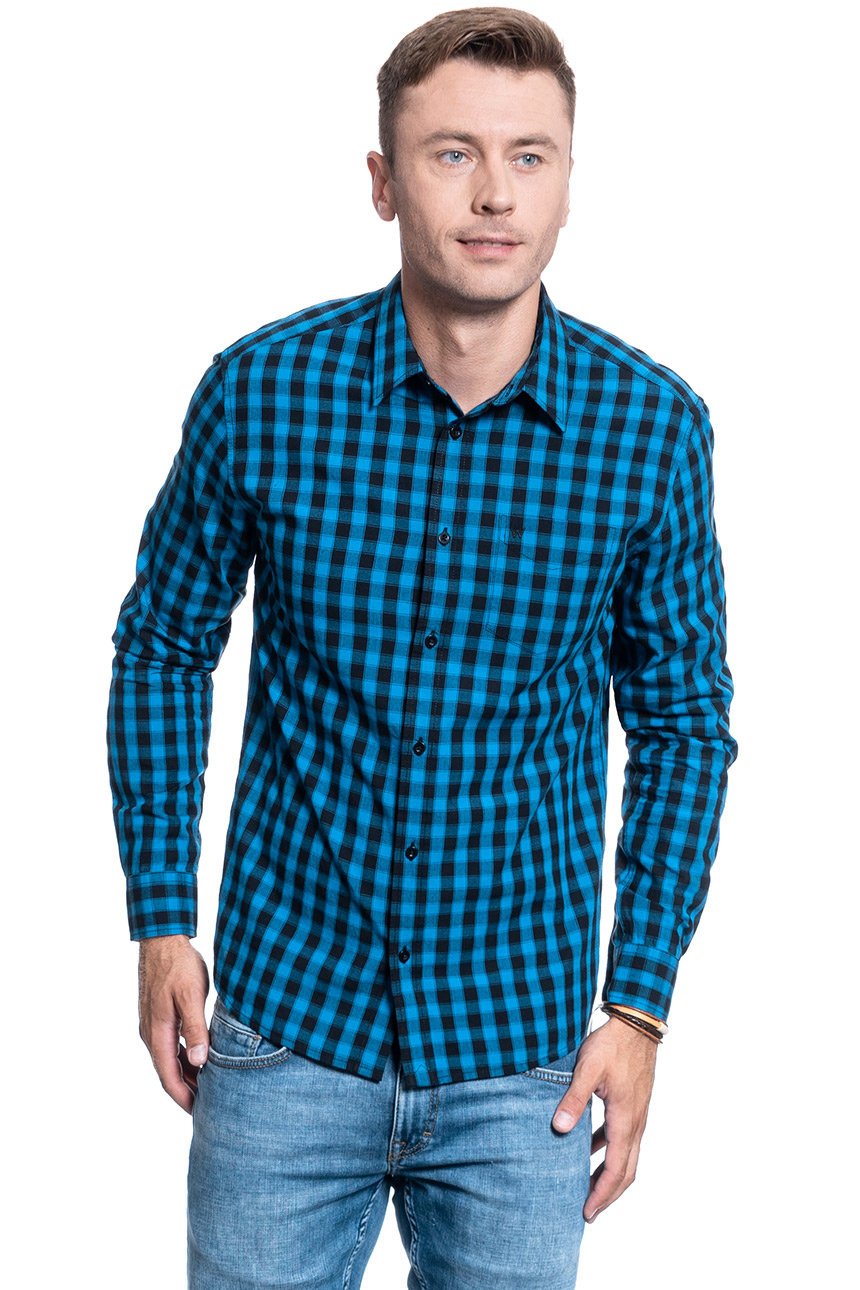 MĘSKA KOSZULA WRANGLER LS 1 PKT SHIRT DIRECTOIRE BLUE W5A14MXKL