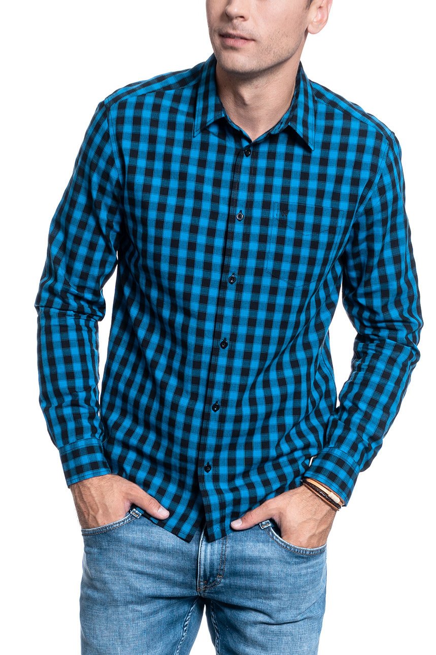 MĘSKA KOSZULA WRANGLER LS 1 PKT SHIRT DIRECTOIRE BLUE W5A14MXKL