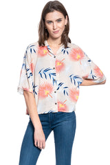 DAMSKA KOSZULA MATERIAŁOWA LEE FLORAL RESORT SHIRT ECRU L46DDWNQ