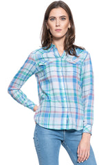 DAMSKA KOSZULA WRANGLER WESTERN CHECK SHIRT CASHMERE BLUE  W5N1OBX2B