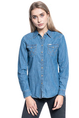 KOSZULA DAMSKA WRANGLER LS DENIM SHIRT MID INDIGO W5Z12AX8E