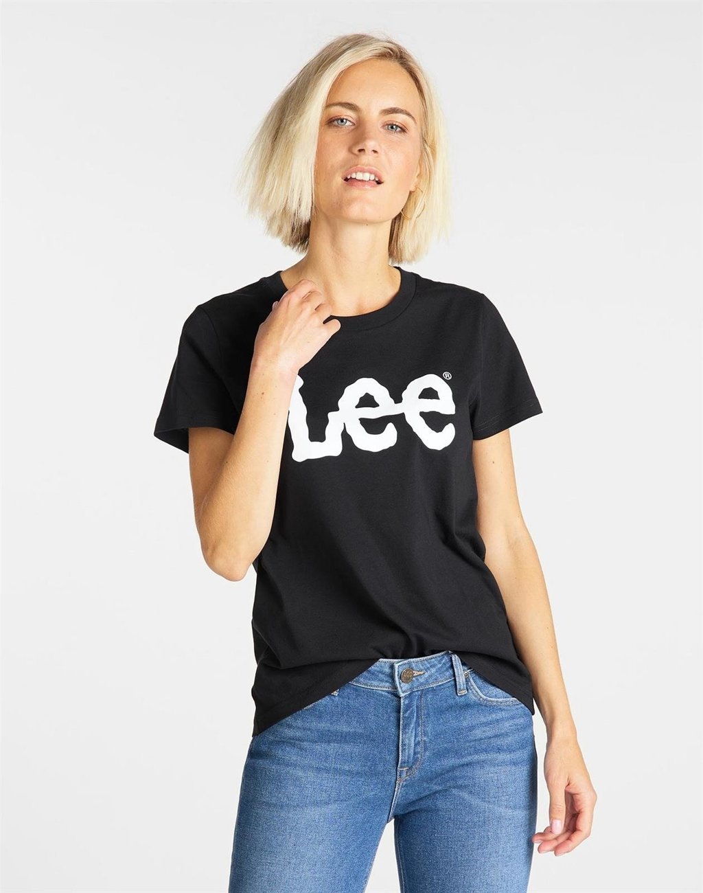 DAMSKI T-SHIRT LEE LOGO TEE BLACK L43VEP01