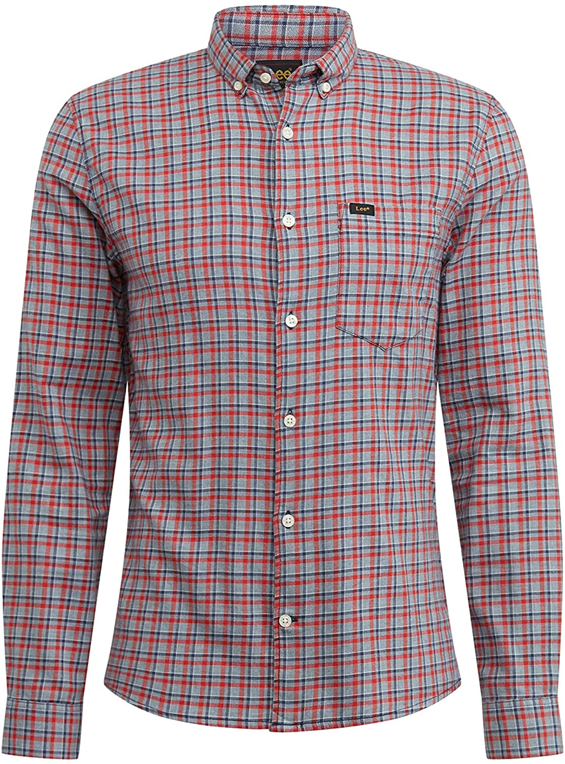 MATERIAŁOWA LEE SLIM BUTTON DOWN MĘSKA KOSZULA POPPY RED L66XDCNH