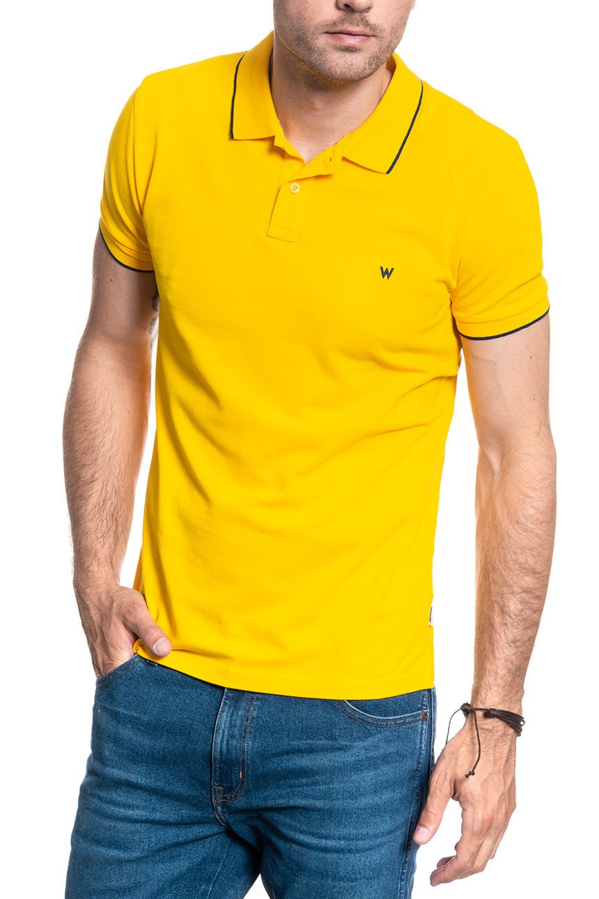 MĘSKIE POLO WRANGLER SS PIQUE POLO LEMON CHROME W7D5K4Y07