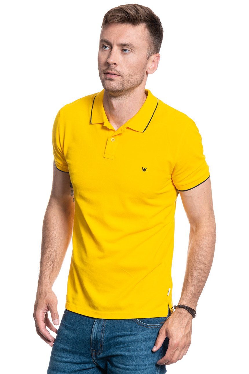 MĘSKIE POLO WRANGLER SS PIQUE POLO LEMON CHROME W7D5K4Y07