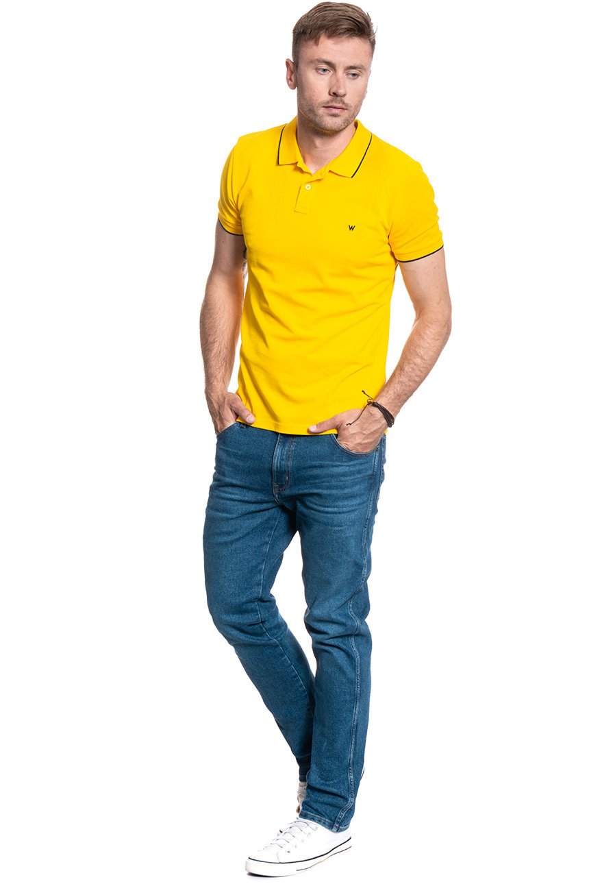 MĘSKIE POLO WRANGLER SS PIQUE POLO LEMON CHROME W7D5K4Y07