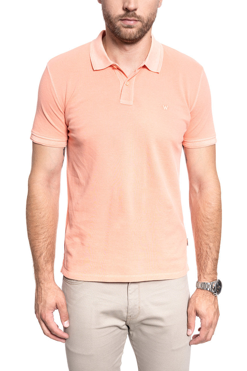 MĘSKA KOSZULKA POLO WRANGLER SS OVERDYE POLO MELON ORANGE W7F4KQA04