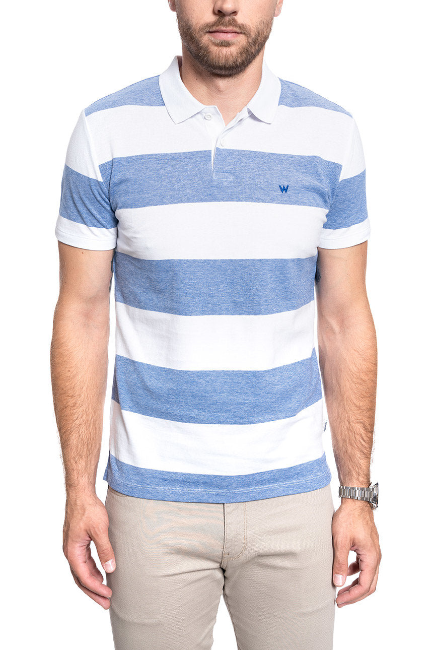 MĘSKA KOSZULKA POLO WRANGLER SS STRIPE POLO SURF BLUE W7F7KHX6U