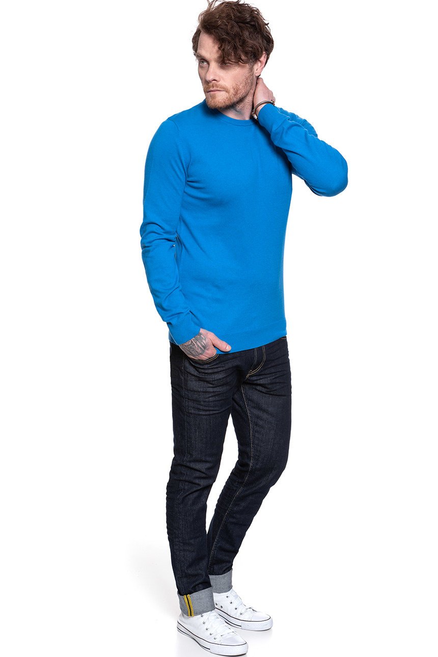 MĘSKI SWETER WRANGLER CREW KNIT DIRECTOIRE BLUE W8A0PDXKL