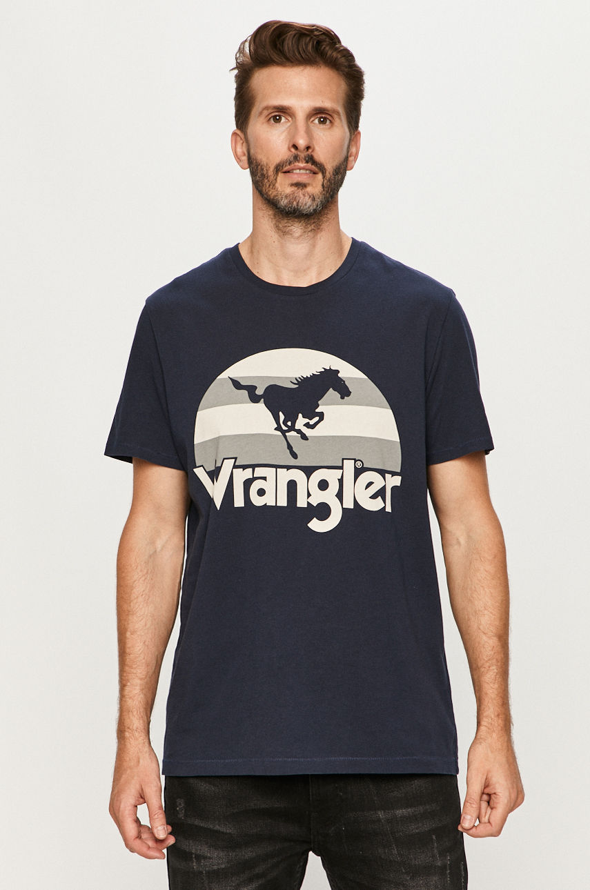 MĘSKI T-SHIRT WRANGLER SS HORSE TEE NAVY W7M9D3114