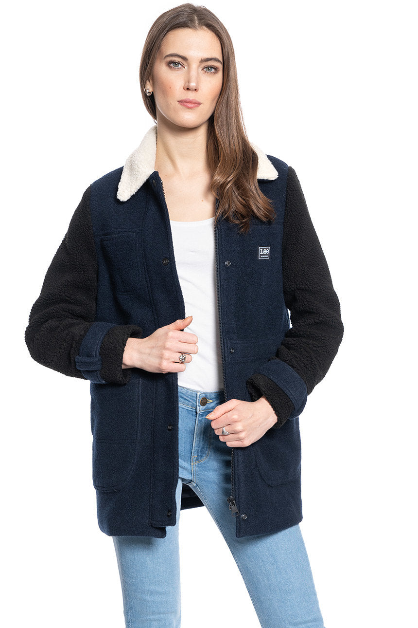 DAMSKA KURTKA PRZEJŚCIOWA LEE WOOL COAT REGULAR FIT SKY CAPTAIN L56GMZHY