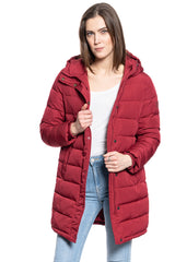 DAMSKA KURTKA ZIMOWA WRANGLER LONG PUFFER RUMBA RED W4Q4VJR05