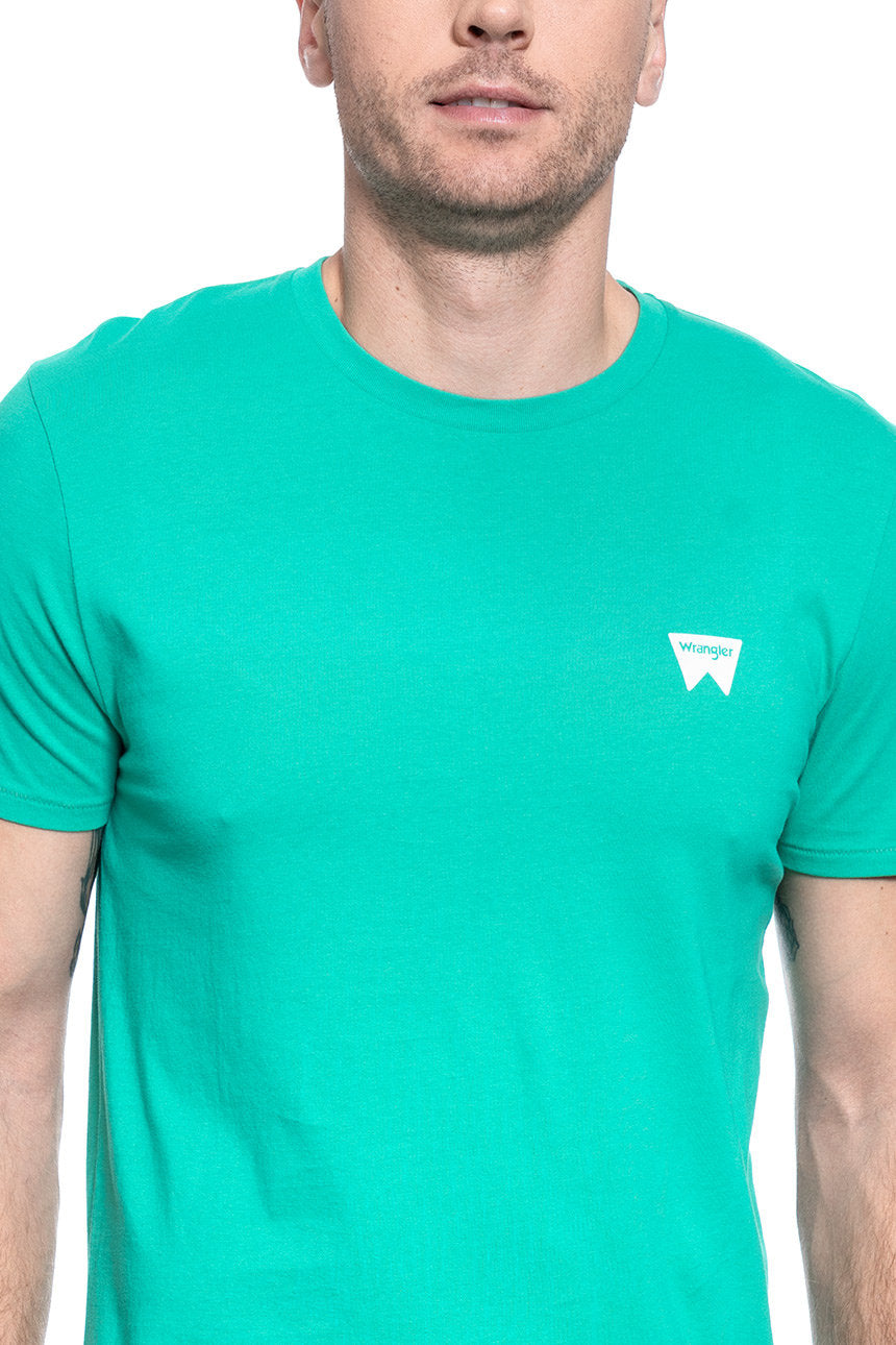 MĘSKI T-SHIRT WRANGLER SS SING OFF TEE PEACOCK GREEN W7C07D382