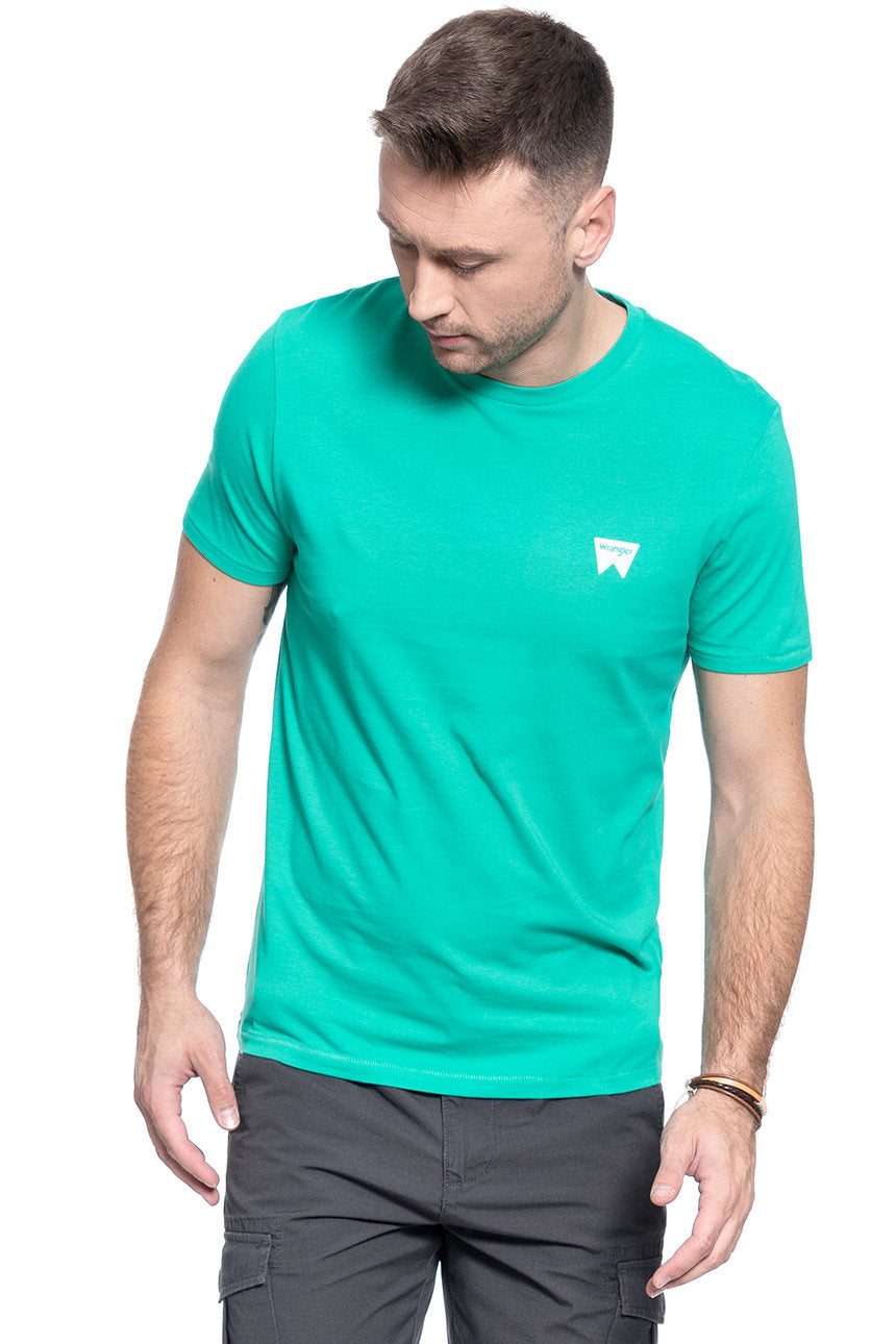 MĘSKI T-SHIRT WRANGLER SS SING OFF TEE PEACOCK GREEN W7C07D382