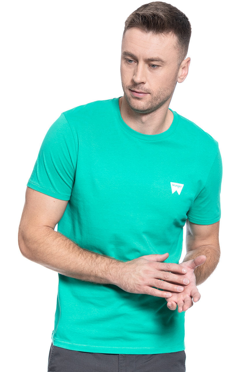 MĘSKI T-SHIRT WRANGLER SS SING OFF TEE PEACOCK GREEN W7C07D382