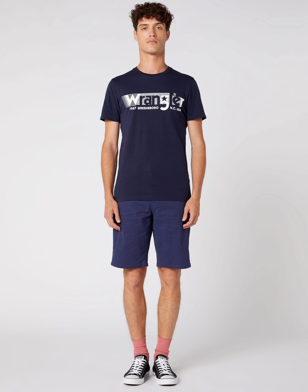 MĘSKI T-SHIRT WRANGLER SS TEE NAVY W7D2FQ114