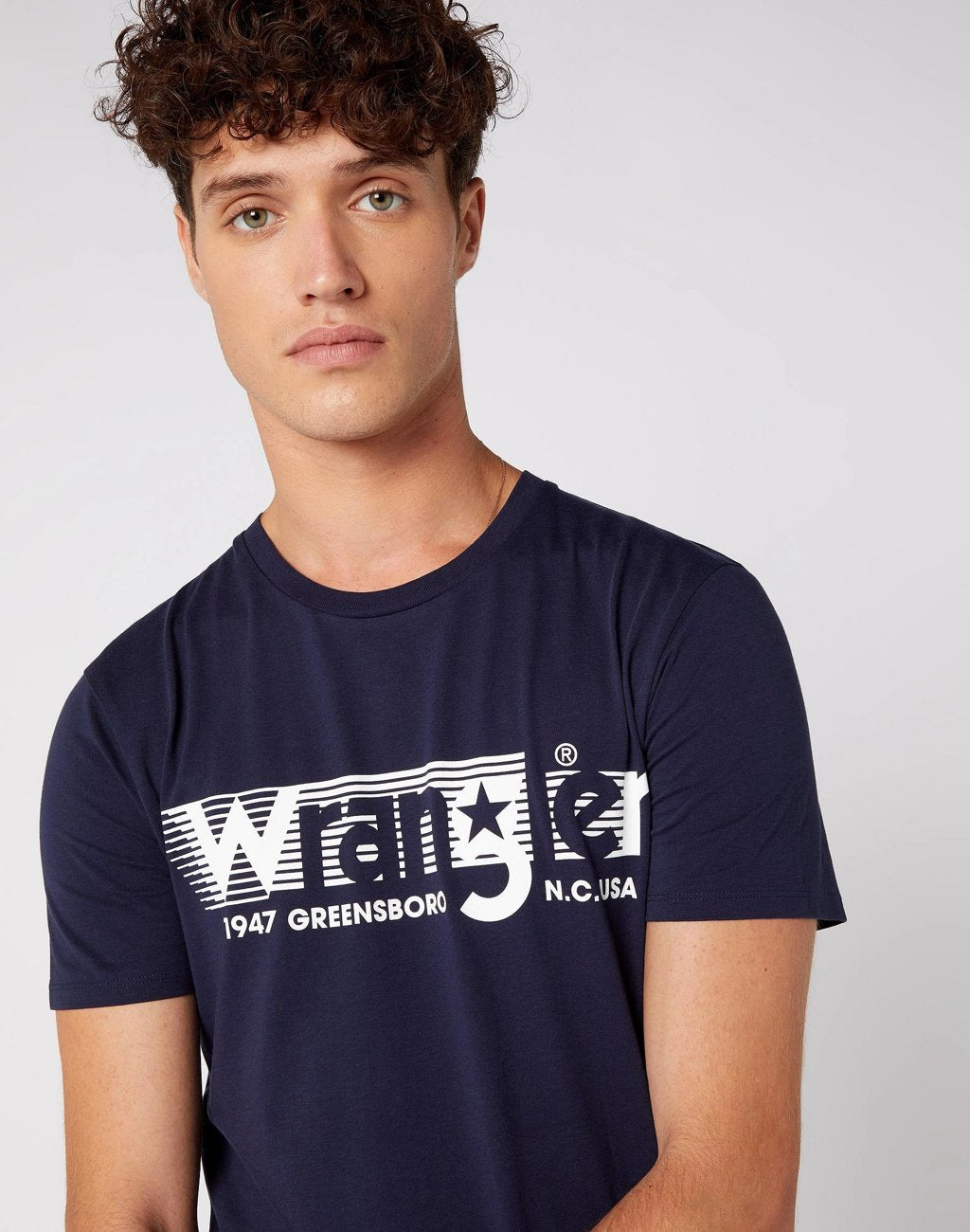 MĘSKI T-SHIRT WRANGLER SS TEE NAVY W7D2FQ114