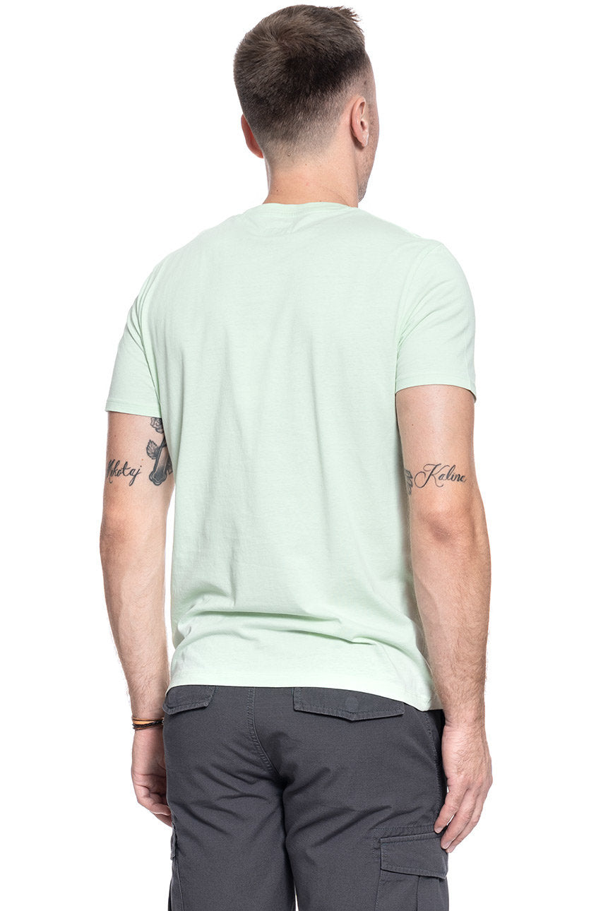 MĘSKI T-SHIRT WRANGLER SS SMALL LOGO TEE GREEN SPRAY W7F0D3XHR