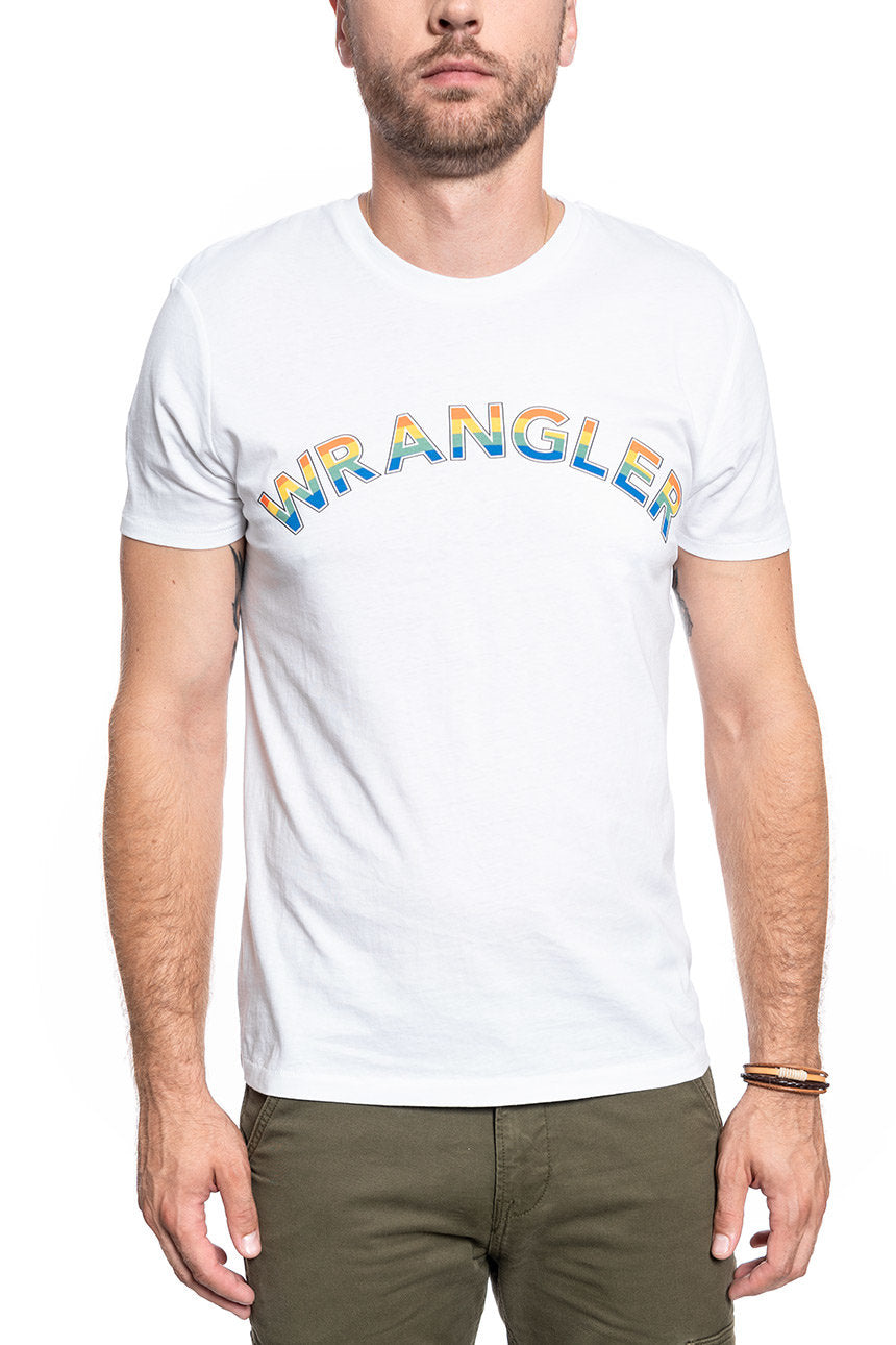 MĘSKI T-SHIRT WRANGLER SS RAINBOW TEE WHITE W7F2D3989