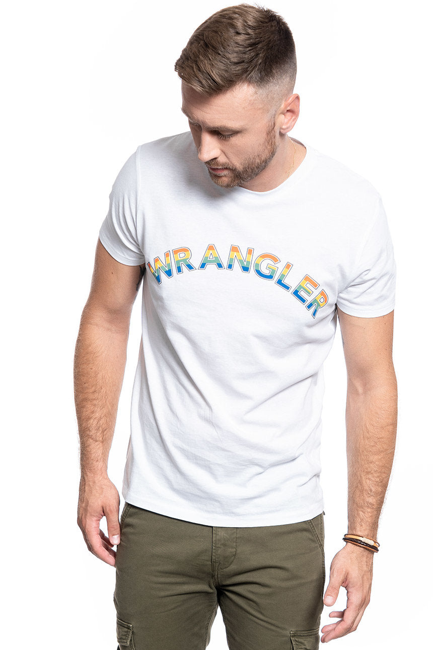 MĘSKI T-SHIRT WRANGLER SS RAINBOW TEE WHITE W7F2D3989