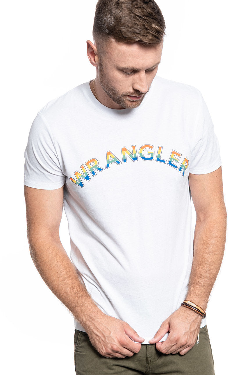 MĘSKI T-SHIRT WRANGLER SS RAINBOW TEE WHITE W7F2D3989