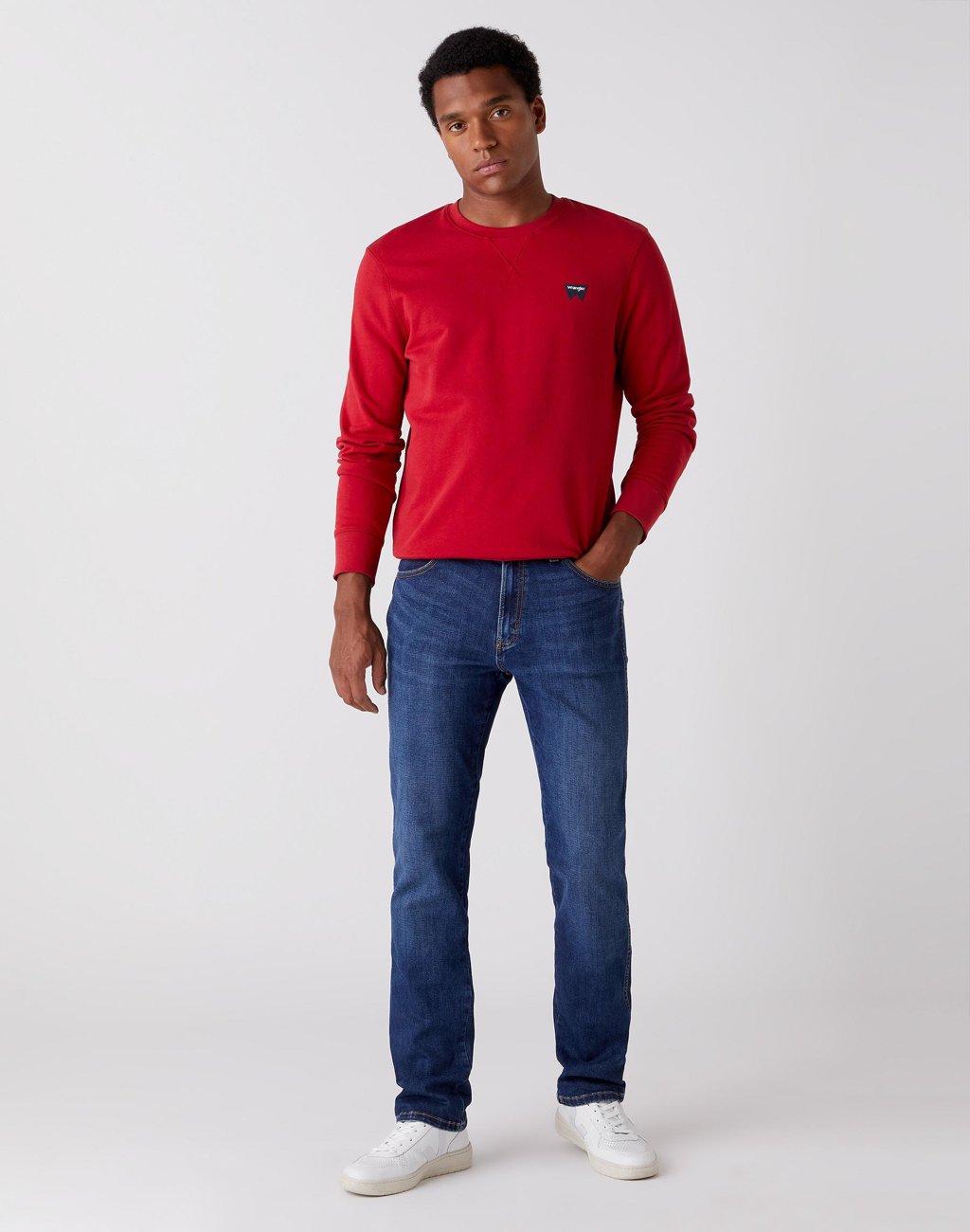 MĘSKA BLUZA WRANGLER SIGN OFF CREW RED  W6589HA47