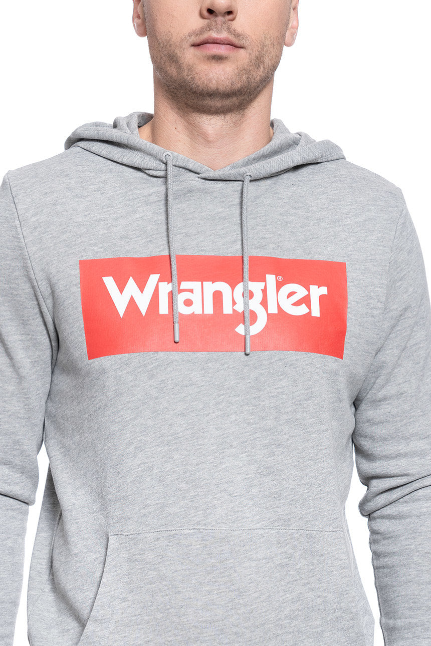 MĘSKA BLUZA WRANGLER LOGO HOODIE MID GREY MEL W6B9HAX37