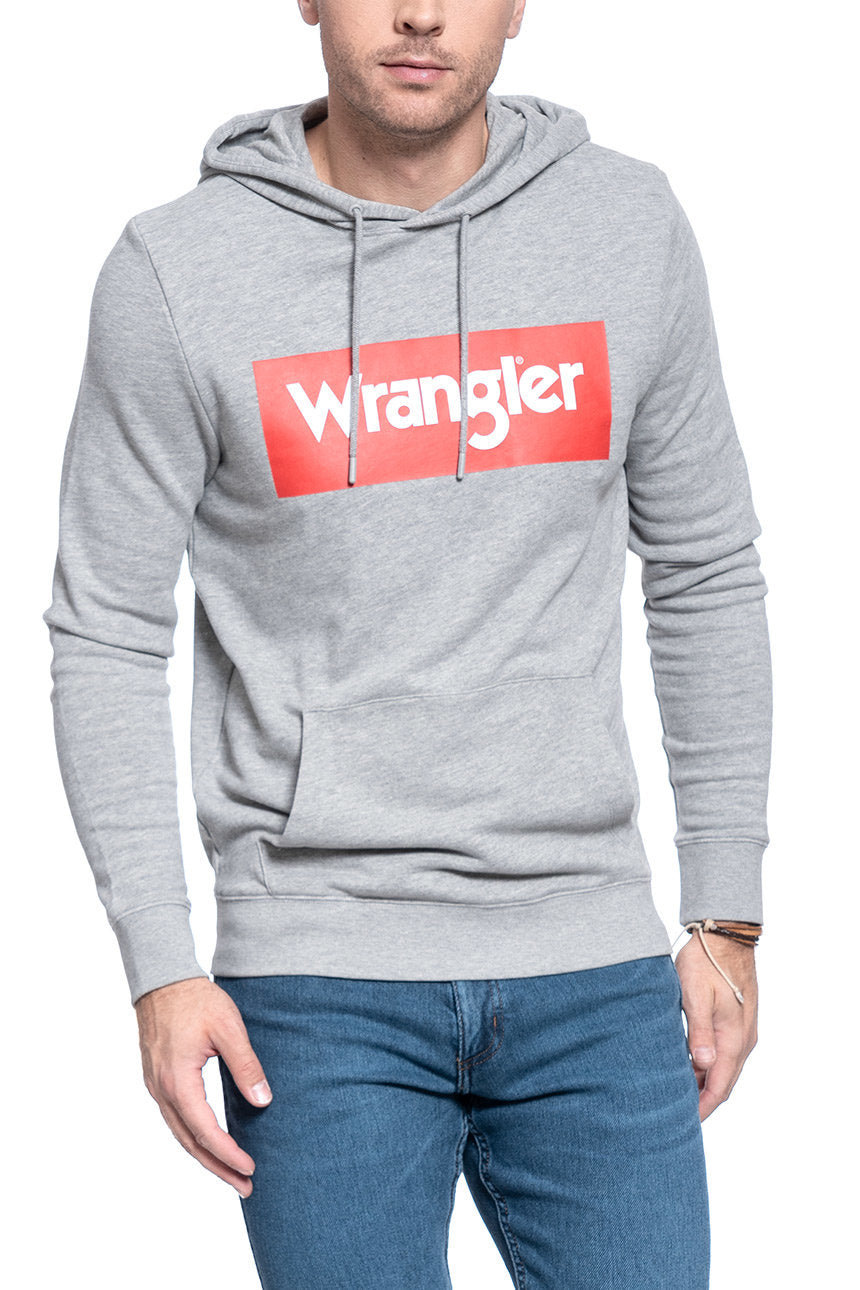 MĘSKA BLUZA WRANGLER LOGO HOODIE MID GREY MEL W6B9HAX37