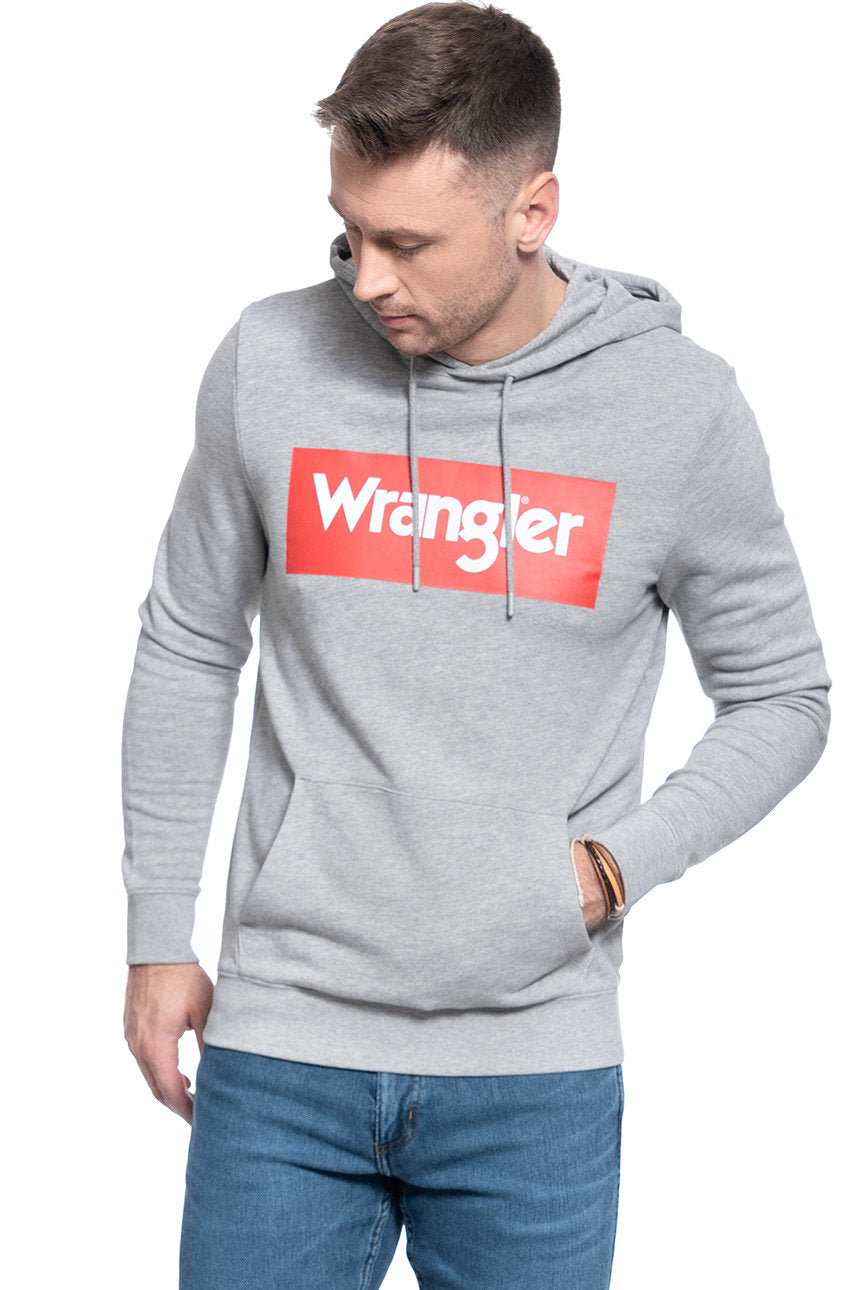 MĘSKA BLUZA WRANGLER LOGO HOODIE MID GREY MEL W6B9HAX37