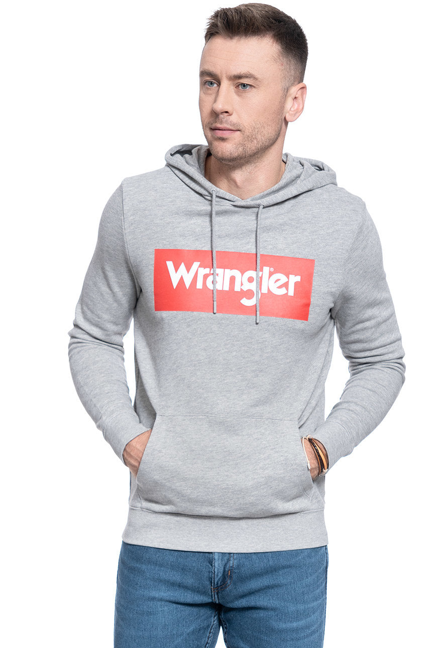 MĘSKA BLUZA WRANGLER LOGO HOODIE MID GREY MEL W6B9HAX37