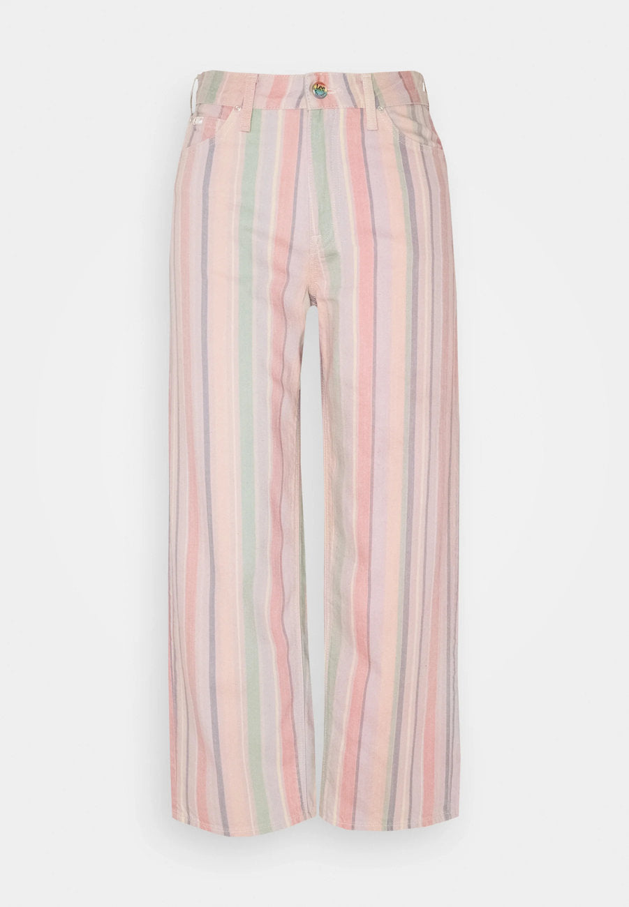 LEE WIDE LEG DAMSKIE SPODNIE MATERIAŁOWE RAINBOW STRIPE L30SSNSK