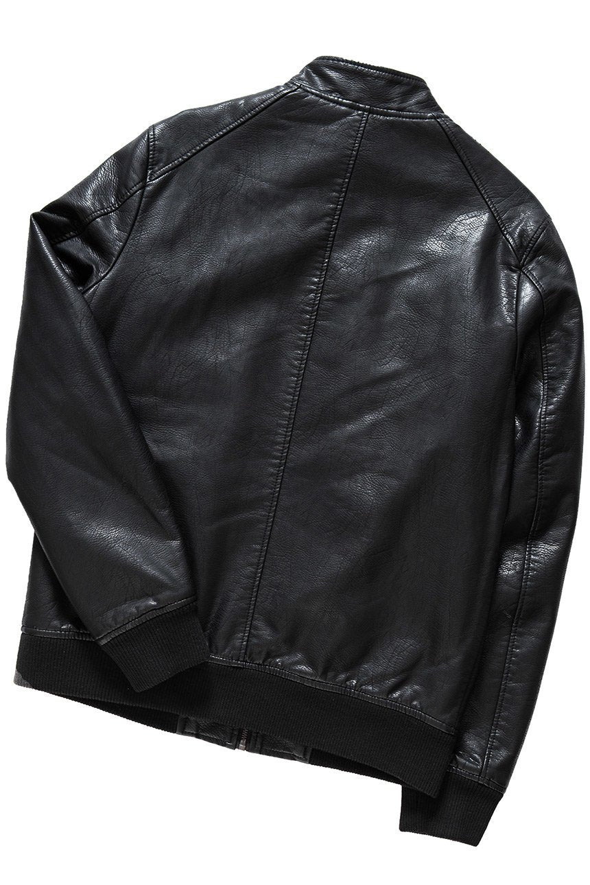 KURTKA WRANGLER LEATHER LOOK JACKET BLACK W4661Z901