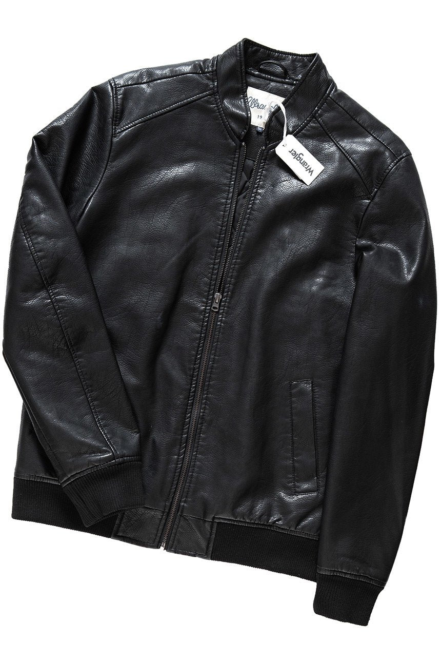 KURTKA WRANGLER LEATHER LOOK JACKET BLACK W4661Z901