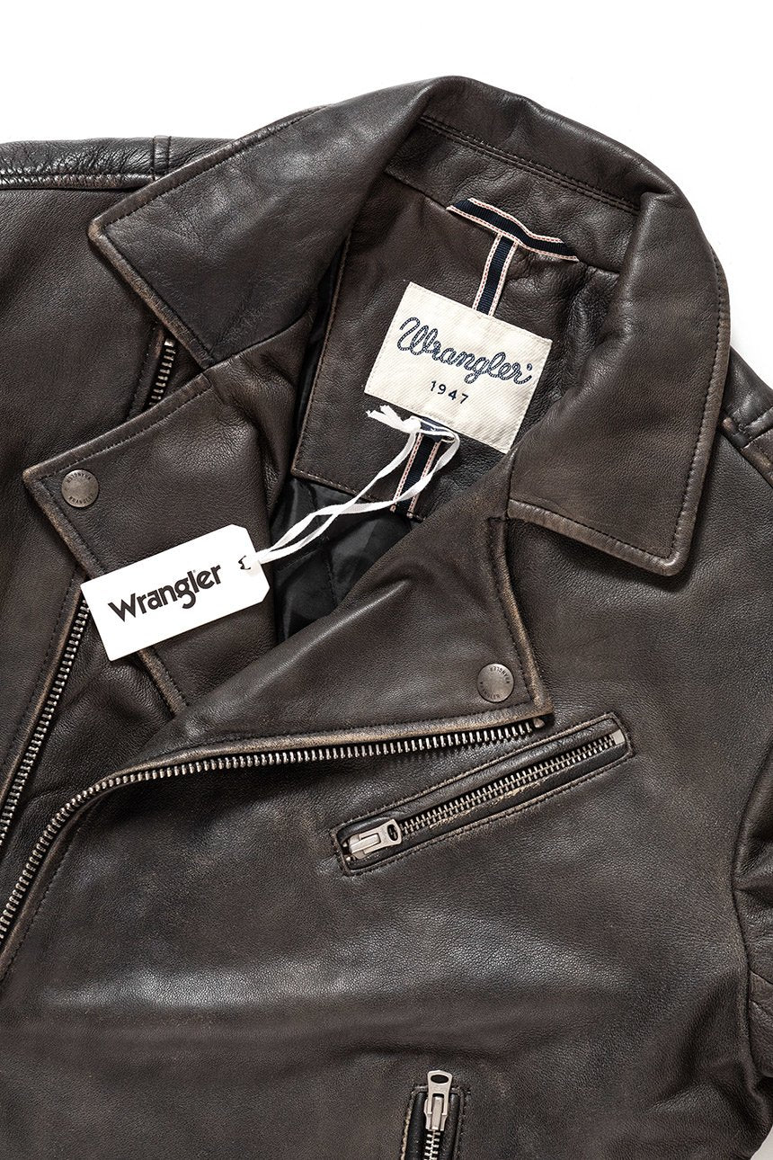 KURTKA SKÓRZANA WRANGLER BIKER JACKET BLACK W4693ZO01