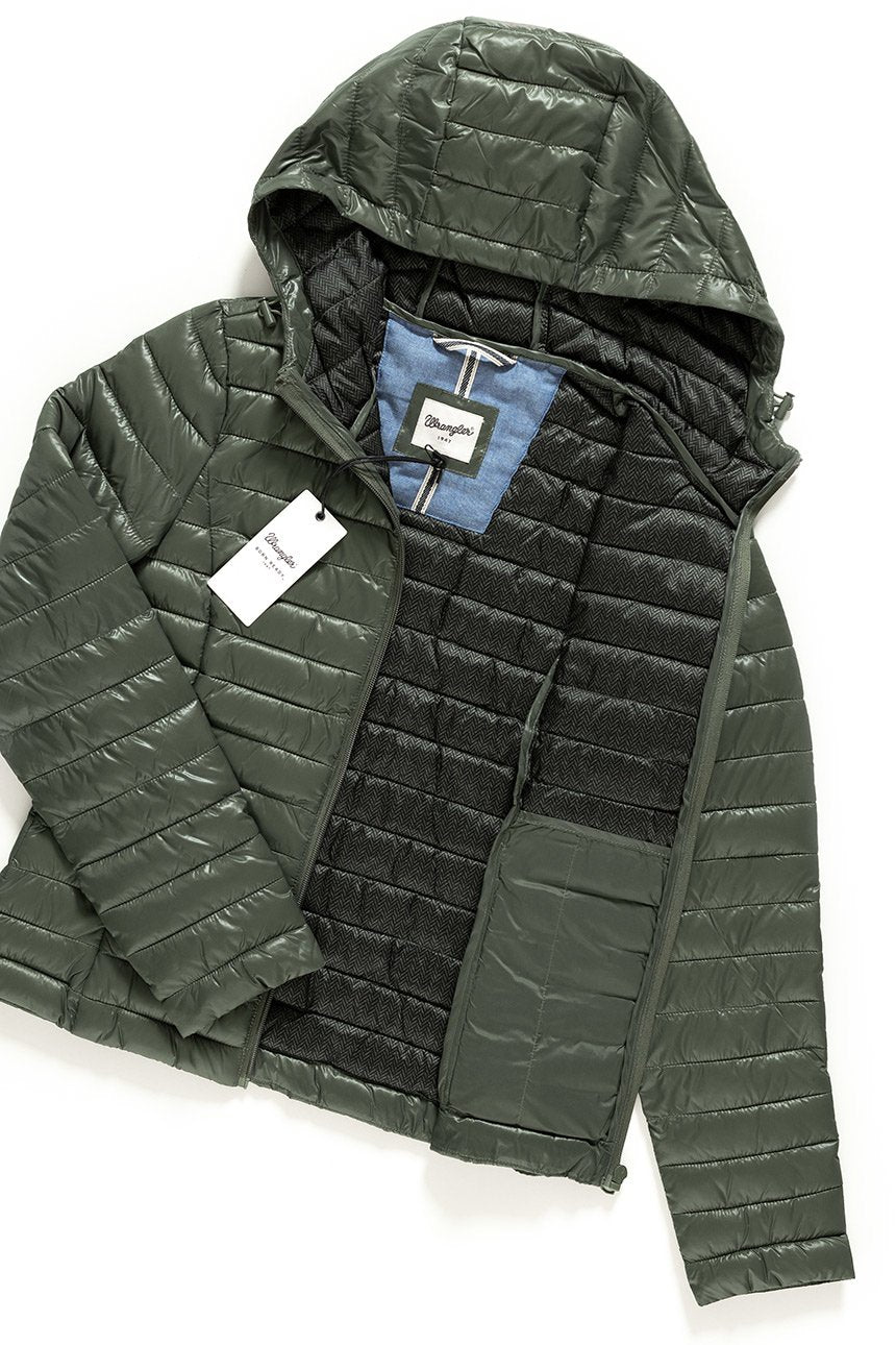 DAMSKA KURTKA PRZEJŚCIOWA WRANGLER PUFFER JACKET VETIVER GREEN W4112Y4T7