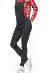 DAMSKIE OGRODNICZKI LEE BIB SKINNY BLACK WASH L39EWLSF