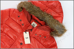 DAMSKA KURTKA ZIMOWA LEE PUFFER JACKET LAVA RED L56TWSAF      $