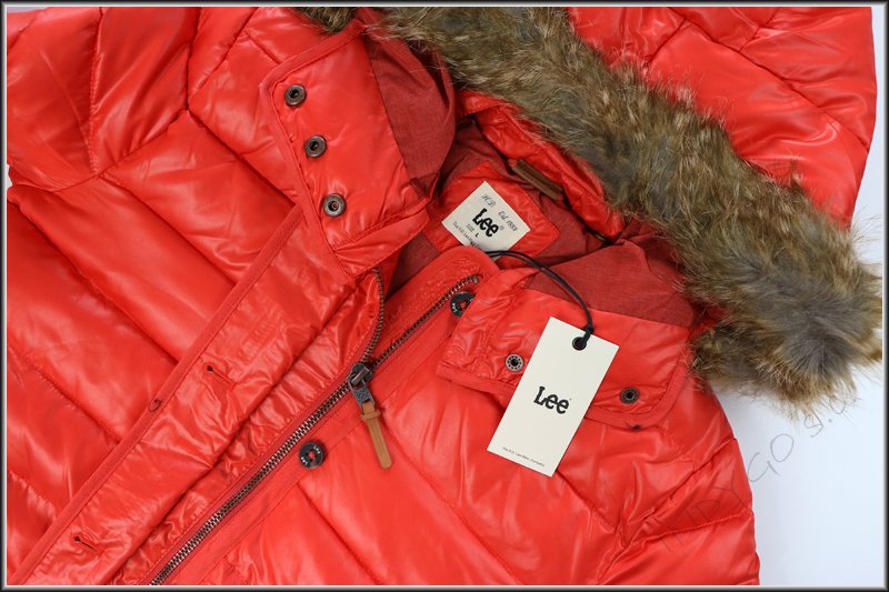 DAMSKA KURTKA ZIMOWA LEE PUFFER JACKET LAVA RED L56TWSAF      $