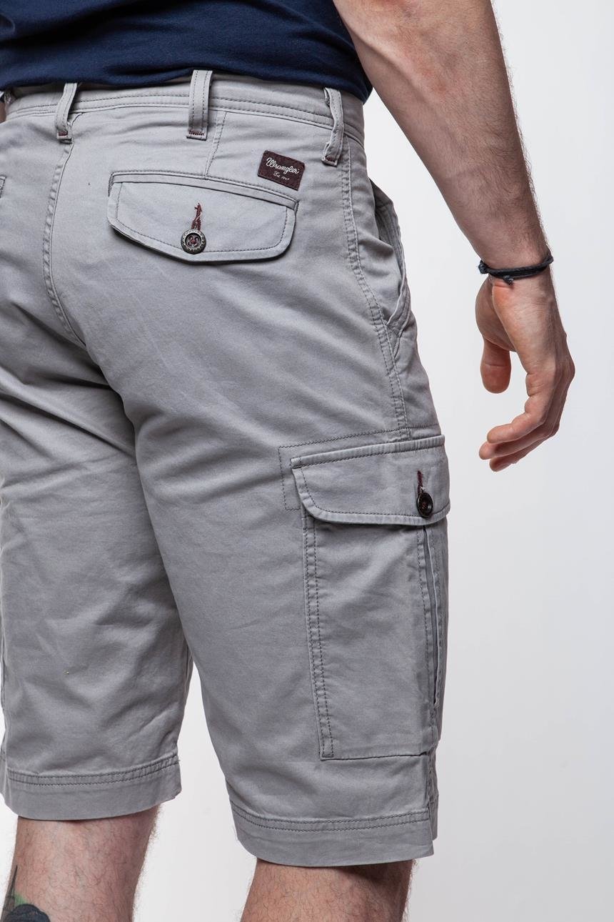 KRÓTKIE SPODENKI WRANGLER CARGO SHORT STEEL GREY W15CP8296