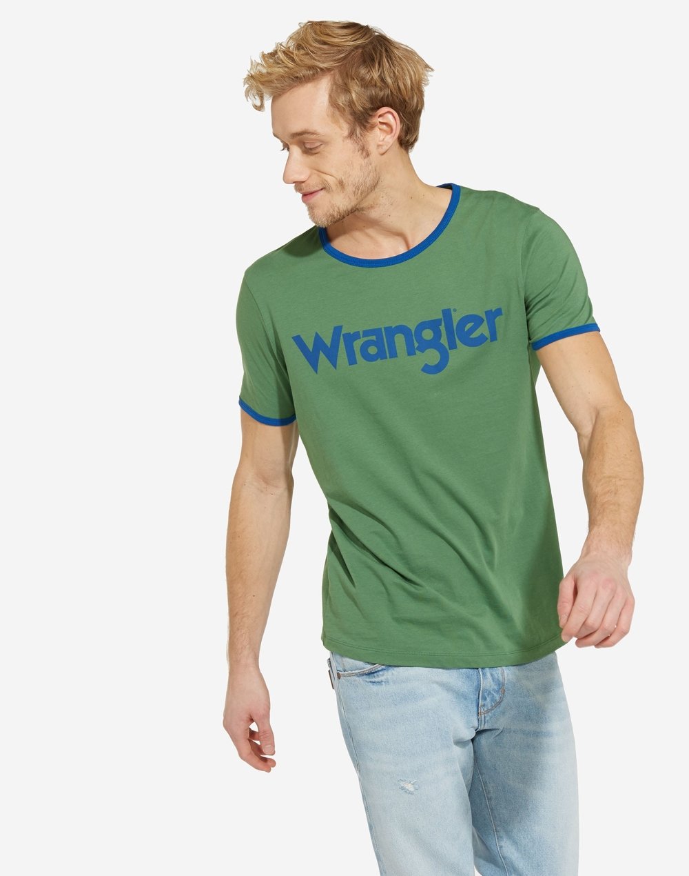 KOSZULKA WRANGLER KABEL TEE FAIRWAY GREEN W7A76FQ1Q      $