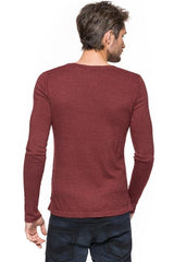 MĘSKI SWETER TOM TAILOR V-NECK WITH RIB DETAILS BURGUNDY DARK RED 3018534.00.15 COL. 4499