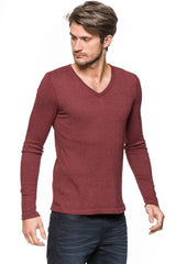 MĘSKI SWETER TOM TAILOR V-NECK WITH RIB DETAILS BURGUNDY DARK RED 3018534.00.15 COL. 4499