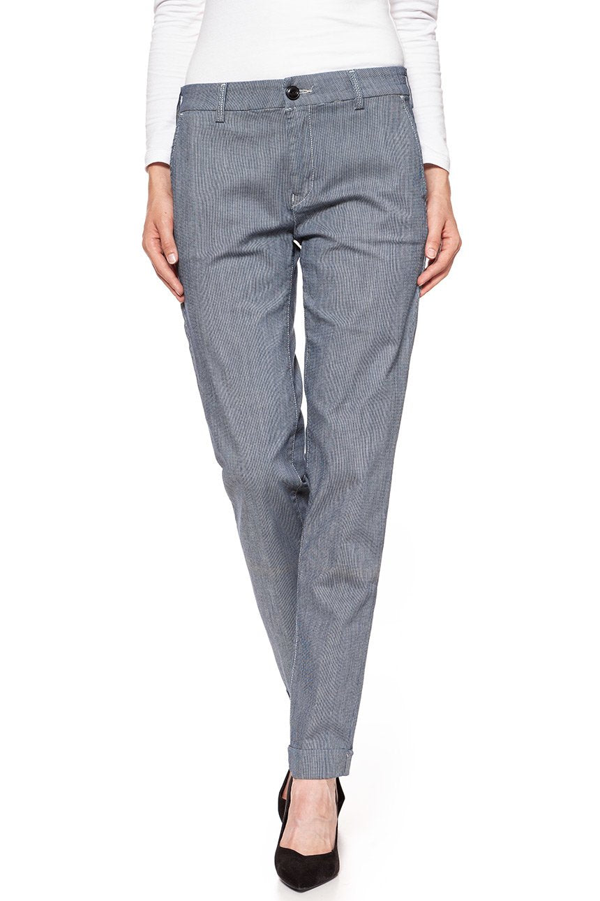 SPODNIE LEE DAMSKIE SLIM CHINO NAVY PINSTRIPE L310YACK