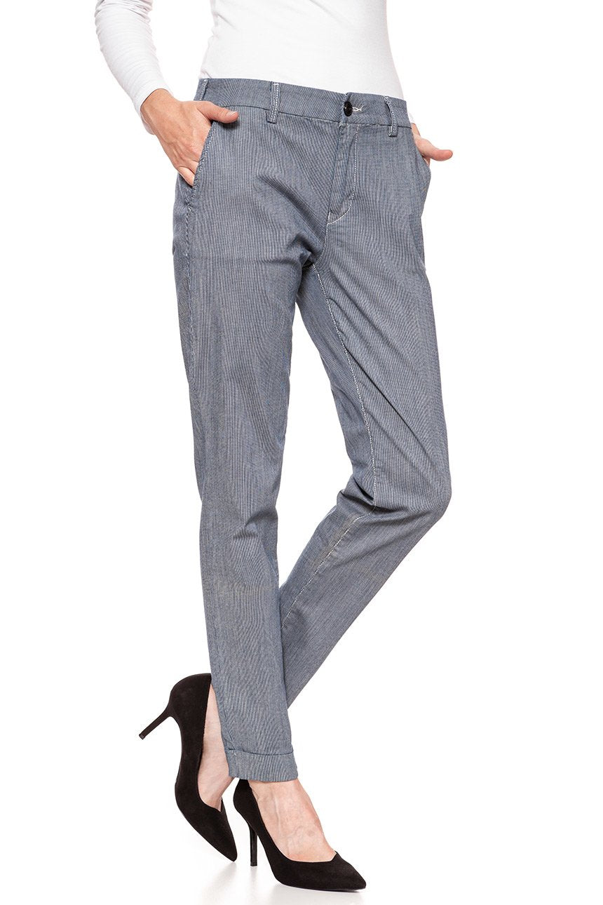 SPODNIE LEE DAMSKIE SLIM CHINO NAVY PINSTRIPE L310YACK