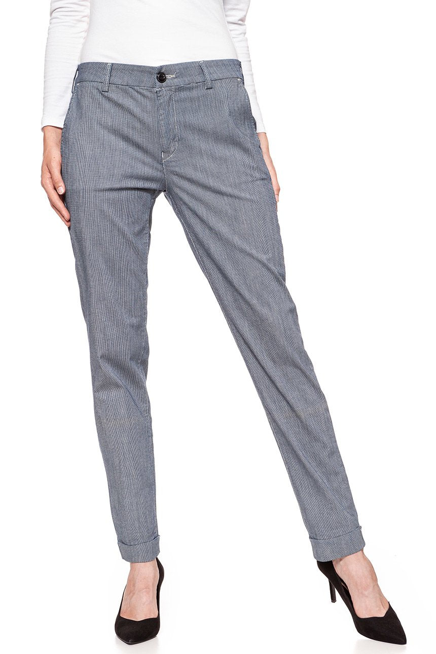 SPODNIE LEE DAMSKIE SLIM CHINO NAVY PINSTRIPE L310YACK