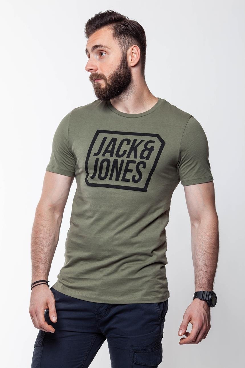 JACK & JONES T SHIRT CREW NECK KHAKI 12134696      $