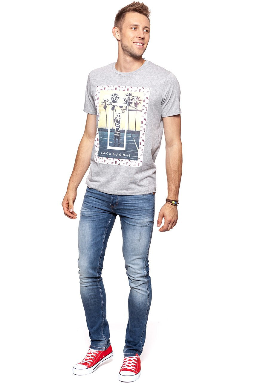 JACK & JONES T SHIRT CREW NECK LIGHT GREY 12116711