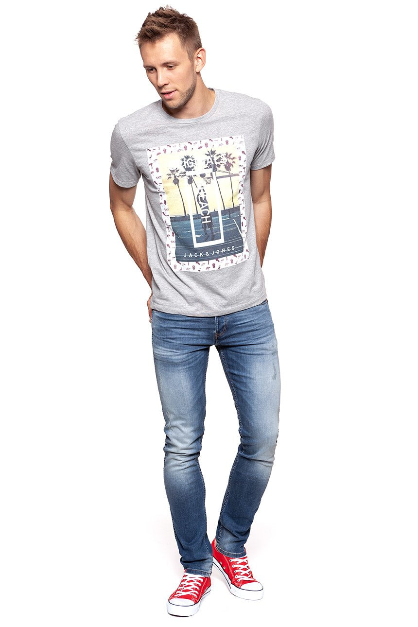 JACK & JONES T SHIRT CREW NECK LIGHT GREY 12116711