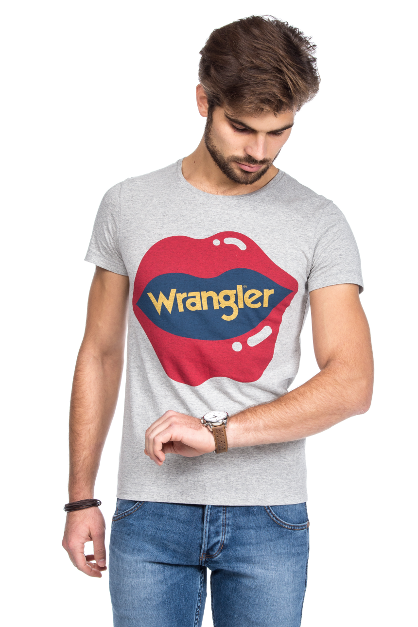 KOSZULKA WRANGLER T SHIRT RN TEE MID GREY MEL W7A55D437